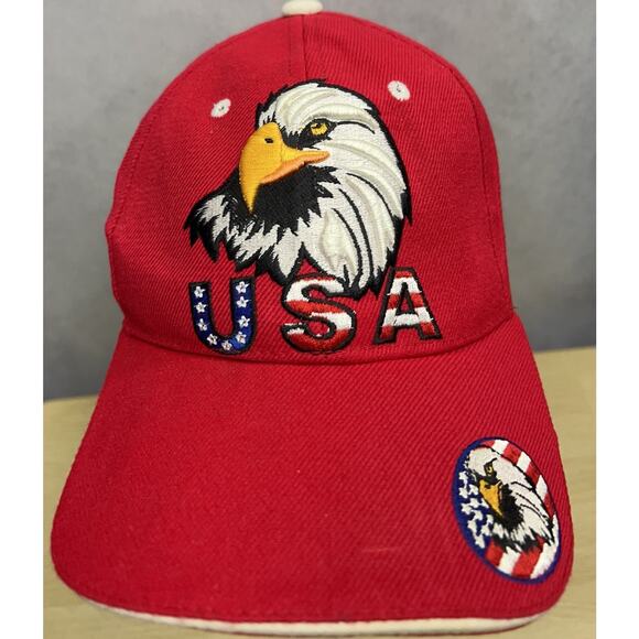 VTG USA Hat Embroidered Snapback Trucker 80s 90s Eagle Stars Made In Korea - Picture 4 of 6